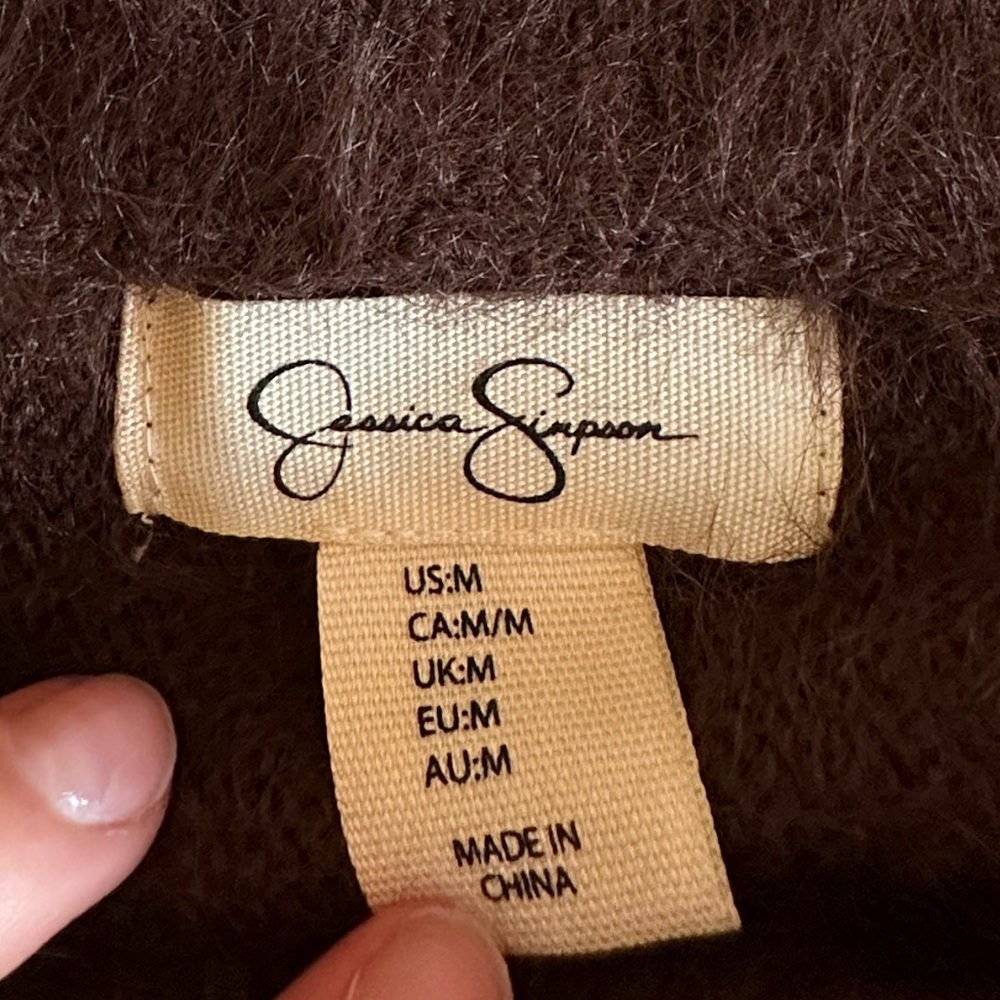 Jessica Simpson Dark Brown Fuzzy Sweater SIZE M - Picture 7 of 7